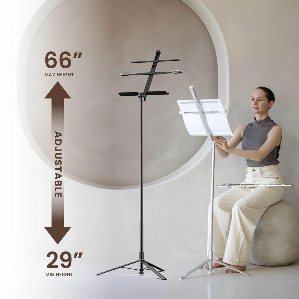 KraftGeek Capsule Foldable Music Stand Combo Pack Stand, Carry Bag, Stand Light & iPad Tablet Mount - Image 13