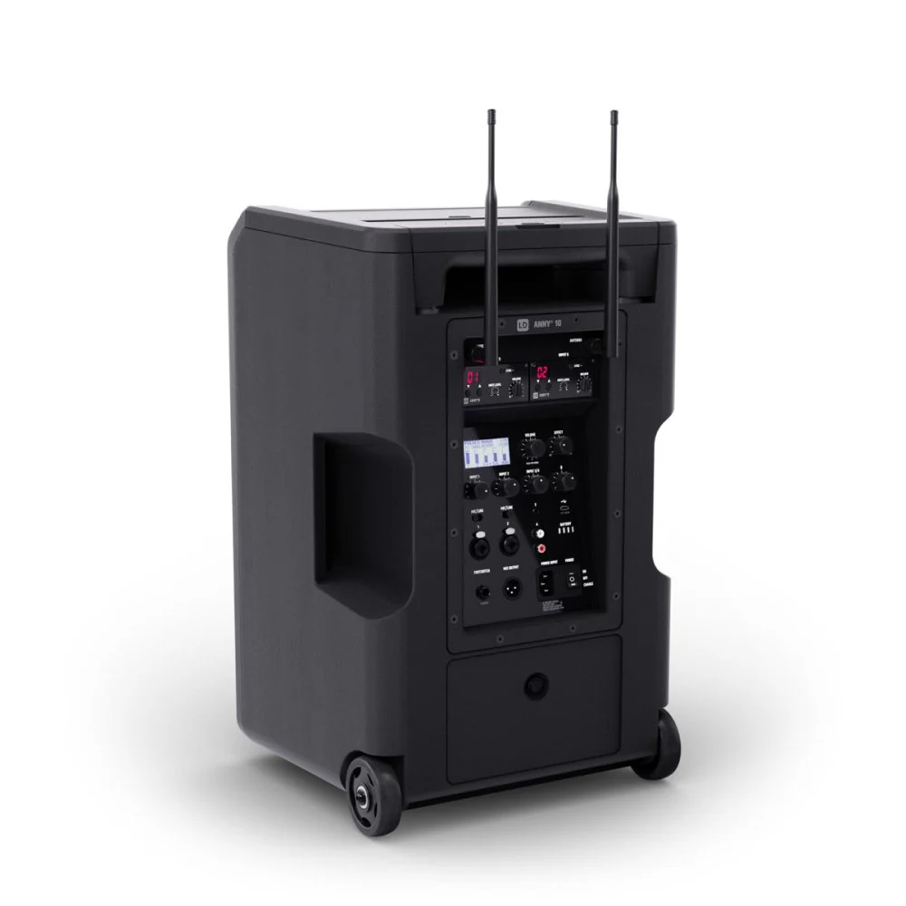LD Systems ANNY 10 HBH 2 10" Battery-Powered PA Speaker + 1x Wireless Headset Mic + 1x Wireless Handheld Mic w/ Bluetooth & Built-in Mixer - Image 12