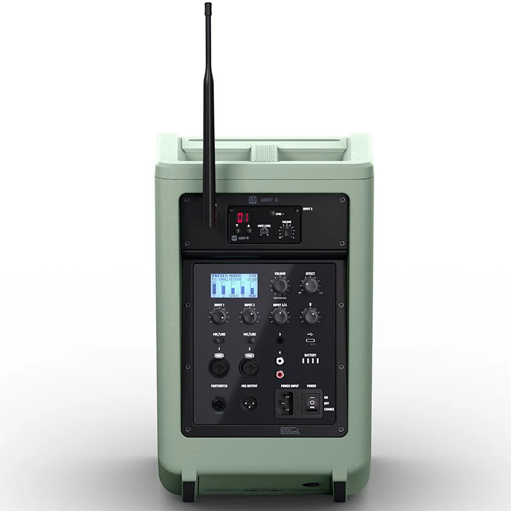 LD Systems ANNY8 HHDB6GN Portable Loudspeaker w/ Wireless Mic (655-679 Mhz) Green - Image 2