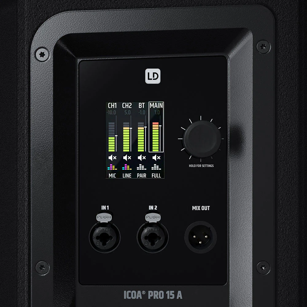 LD Systems ICOA PRO 15A 135db SPL 3000W Coaxial 15" Powered Speaker w/ 3" Voice Coil, Bluetooth & DSP - Image 3