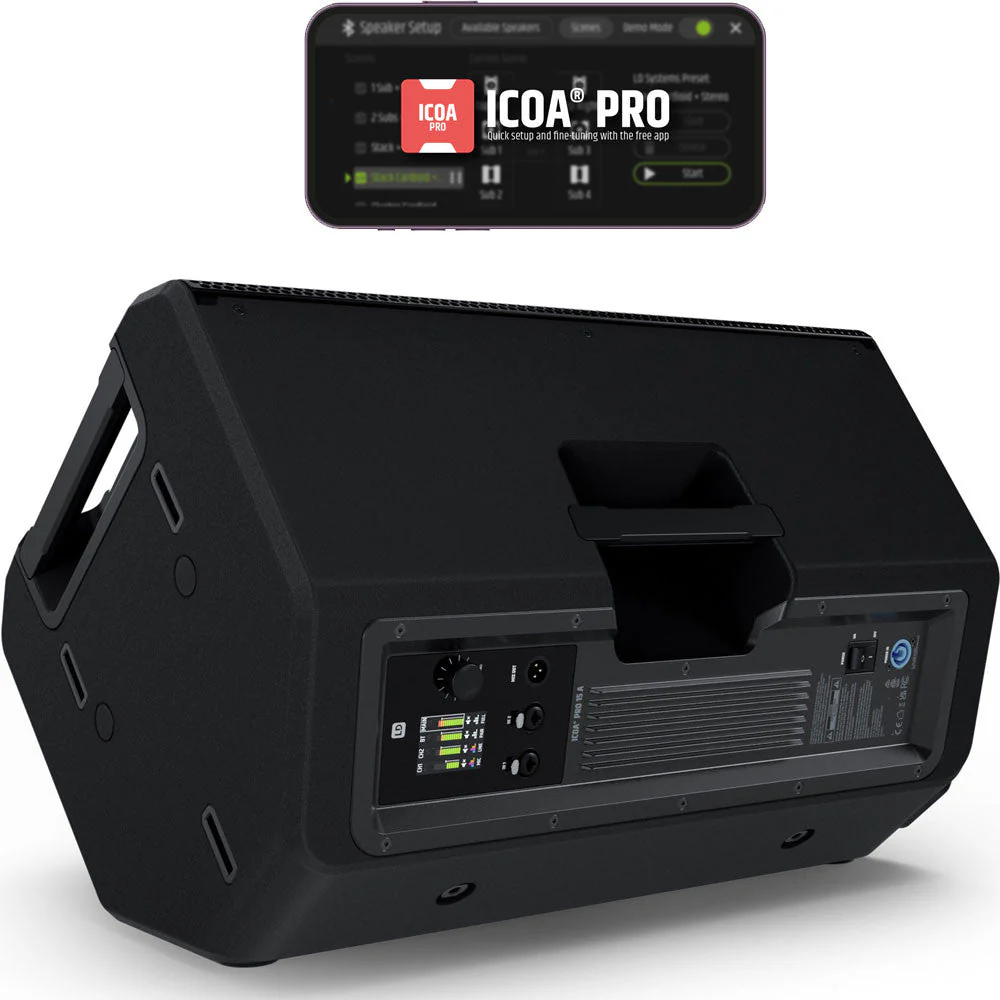 LD Systems ICOA PRO 15A 135db SPL 3000W Coaxial 15" Powered Speaker w/ 3" Voice Coil, Bluetooth & DSP - Image 4