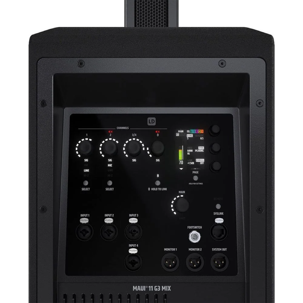 LD Systems MAUI 11 G3 MIX 1460W Column PA Speaker w/ Built-in 6CH Digital Mixer & DSP Black - Image 5