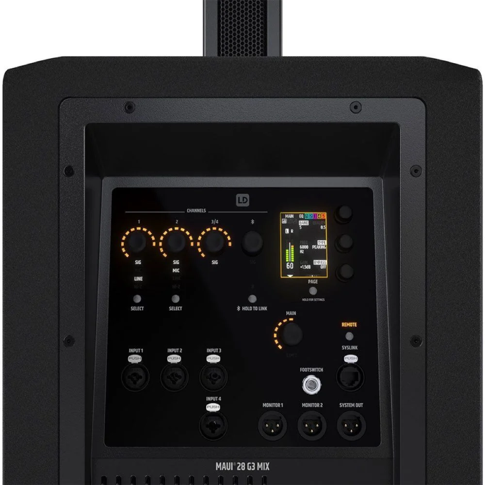 LD Systems MAUI 28 G3 MIX 2060W Column PA Speaker w/ Built-in 6CH Digital Mixer & DSP Black - Image 4