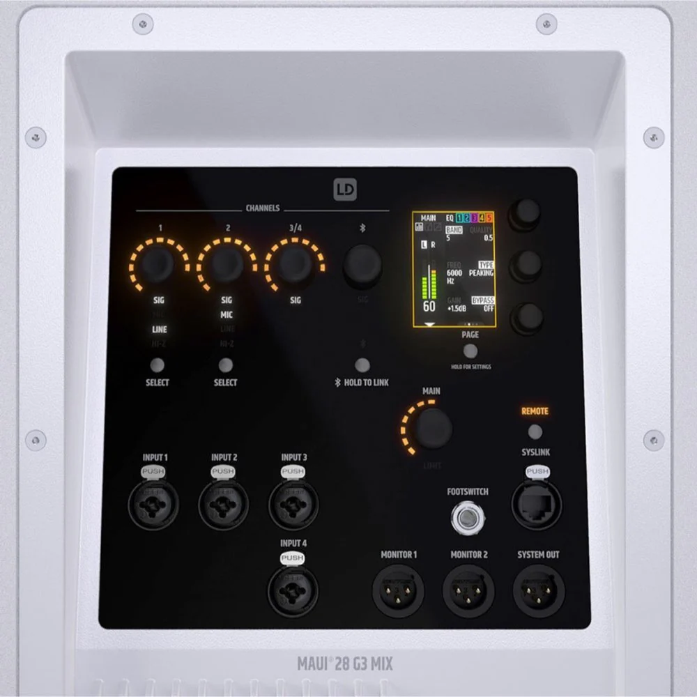 LD Systems MAUI 28 G3 MIX 2060W Column PA Speaker w/ Built-in 6CH Digital Mixer & DSP White - Image 3