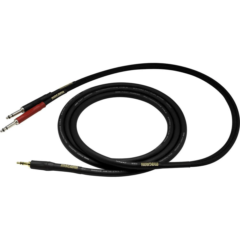 Mogami Gold 3.5mm TRS to Dual 1/4" TS Cable (15ft)