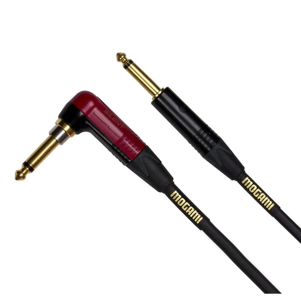 Mogami Gold Instrument Cable Straight to Silent Right-Angle (25ft)