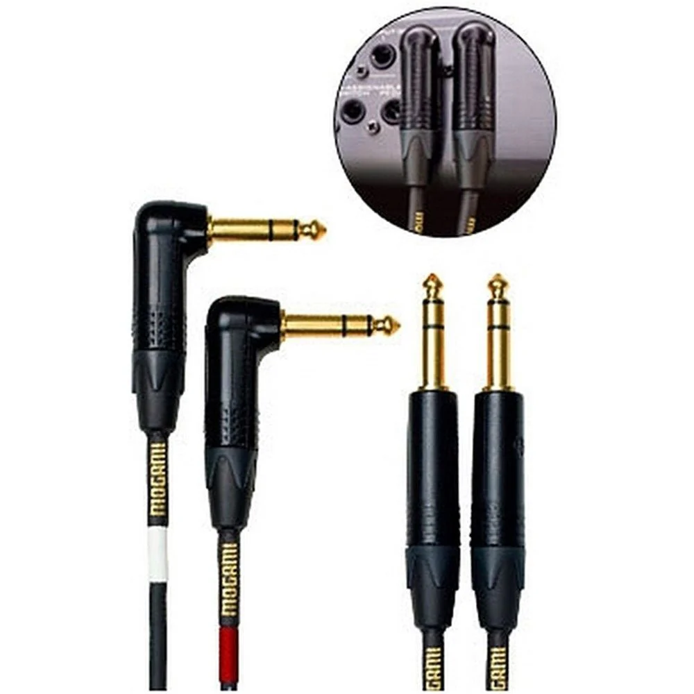 Mogami Gold Stereo Keyboard Balanced TRS-TRS Right-Angled Cable Set (10ft)