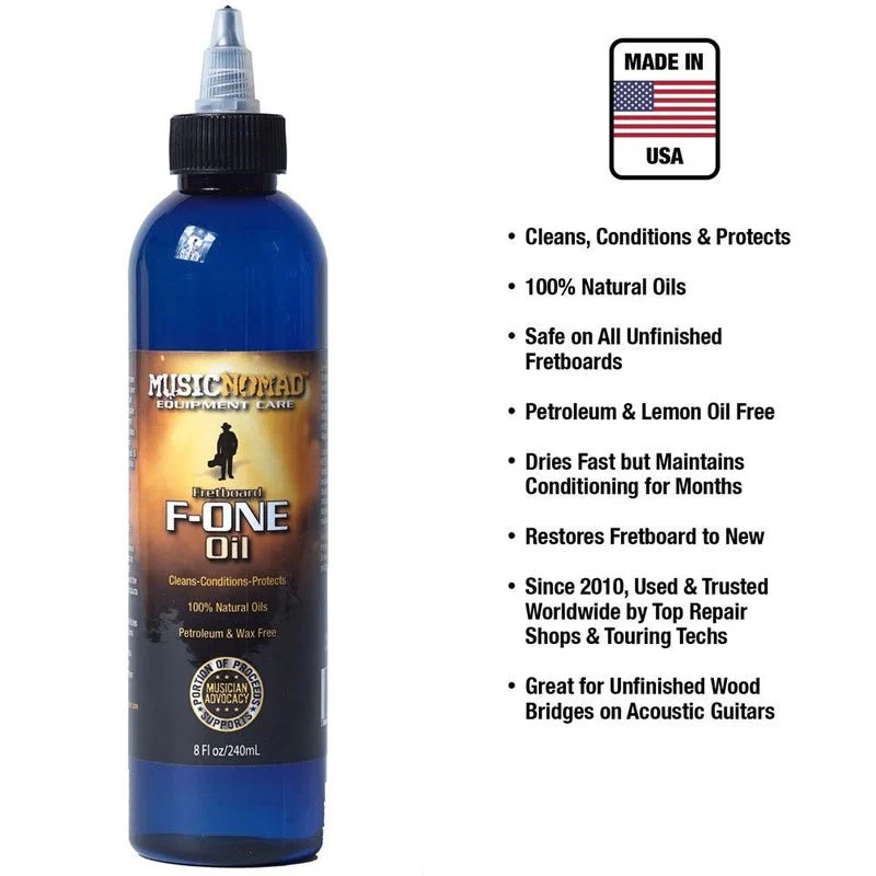 Music Nomad "F-ONE Oil" Fretboard Cleaner & Conditioner - 240ml - Image 3