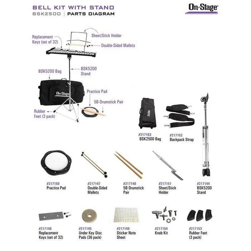 On Stage Bell Kit with Stand in Bag - Image 3