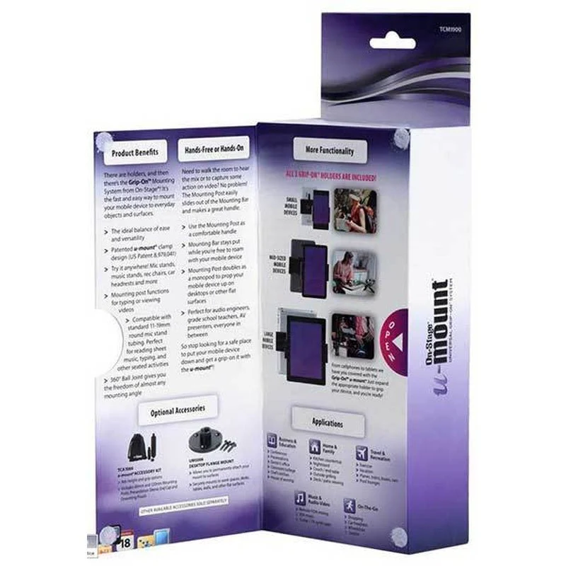 On Stage Grip-On Universal Device Holder with U-Mount Mounting Post - Image 7