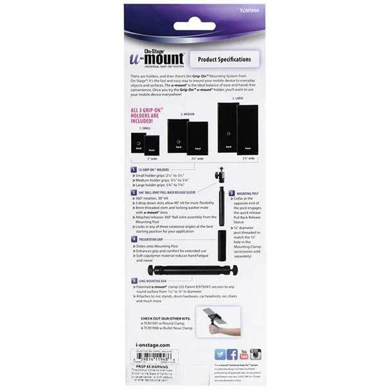 On Stage Grip-On Universal Device Holder with U-Mount Mounting Post - Image 8