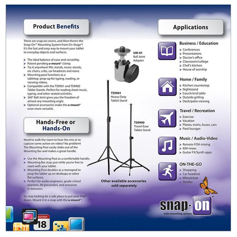 On Stage iPad Snap On Cover with Mounting Bar in Purple - Image 10