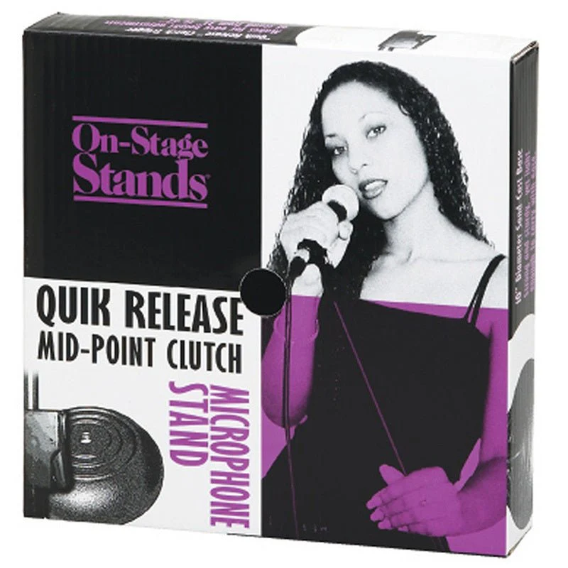On Stage Straight Mic Stand with Quik-Release Trigger Clutch & Weighted Round Base - Image 3