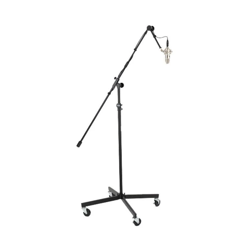 On Stage Tripod Studio Mic Boom with 7" Mini Boom Extension & Casters - Image 3