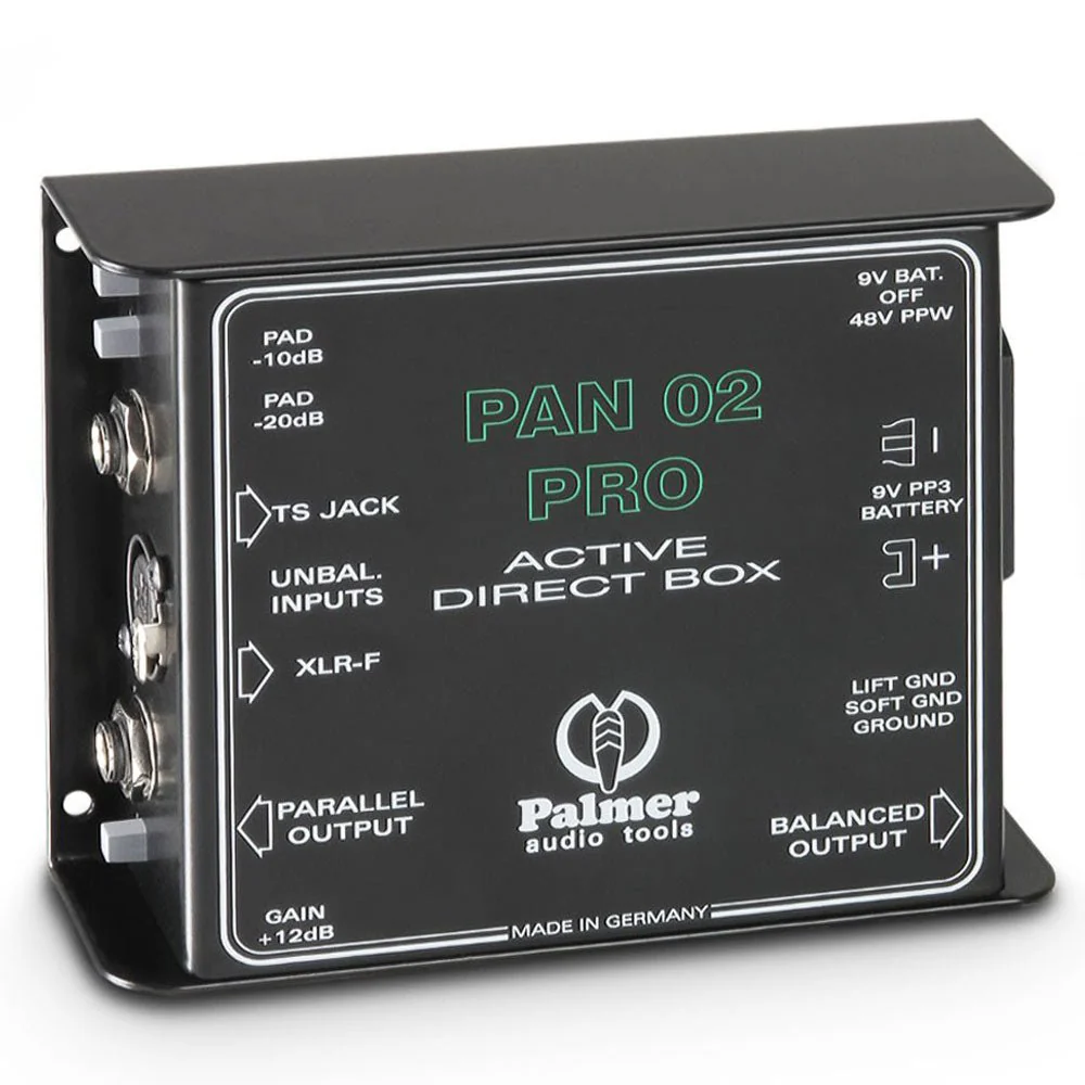 Palmer PAN02 PRO Active DI Box w/ XLR input, Attenuator & Switchable Gain