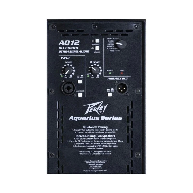 Peavey Aquarius Series "AQ12" Powered 1000W, Bi-Amped, 12" Loudspeaker with Bluetooth - Image 5