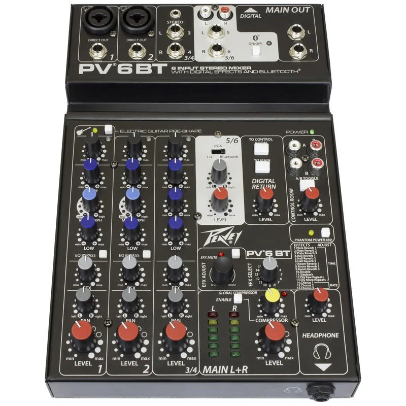 Peavey PV Series "PV-6BT" Compact 6-Channel Mixer with Bluetooth - Image 2