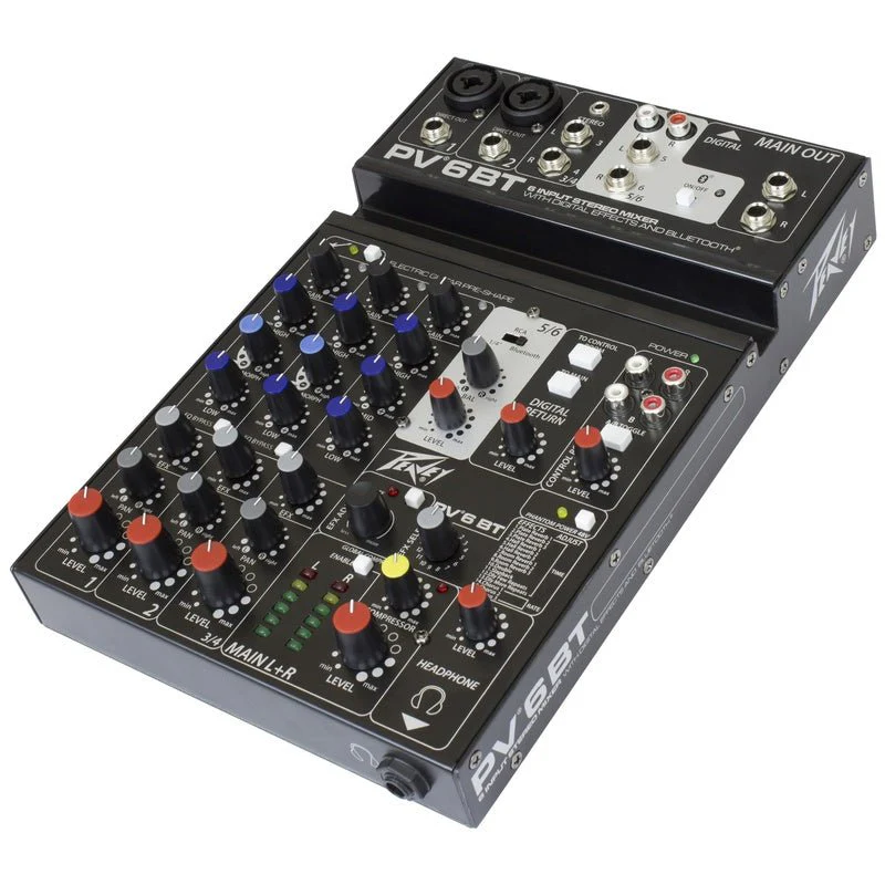 Peavey PV Series "PV-6BT" Compact 6-Channel Mixer with Bluetooth - Image 3