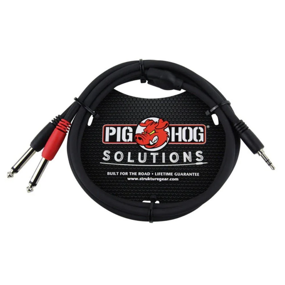 Pig Hog PB-S3403 3ft Stereo Breakout cable 3.5mm to Dual Mono 6.3mm Cable