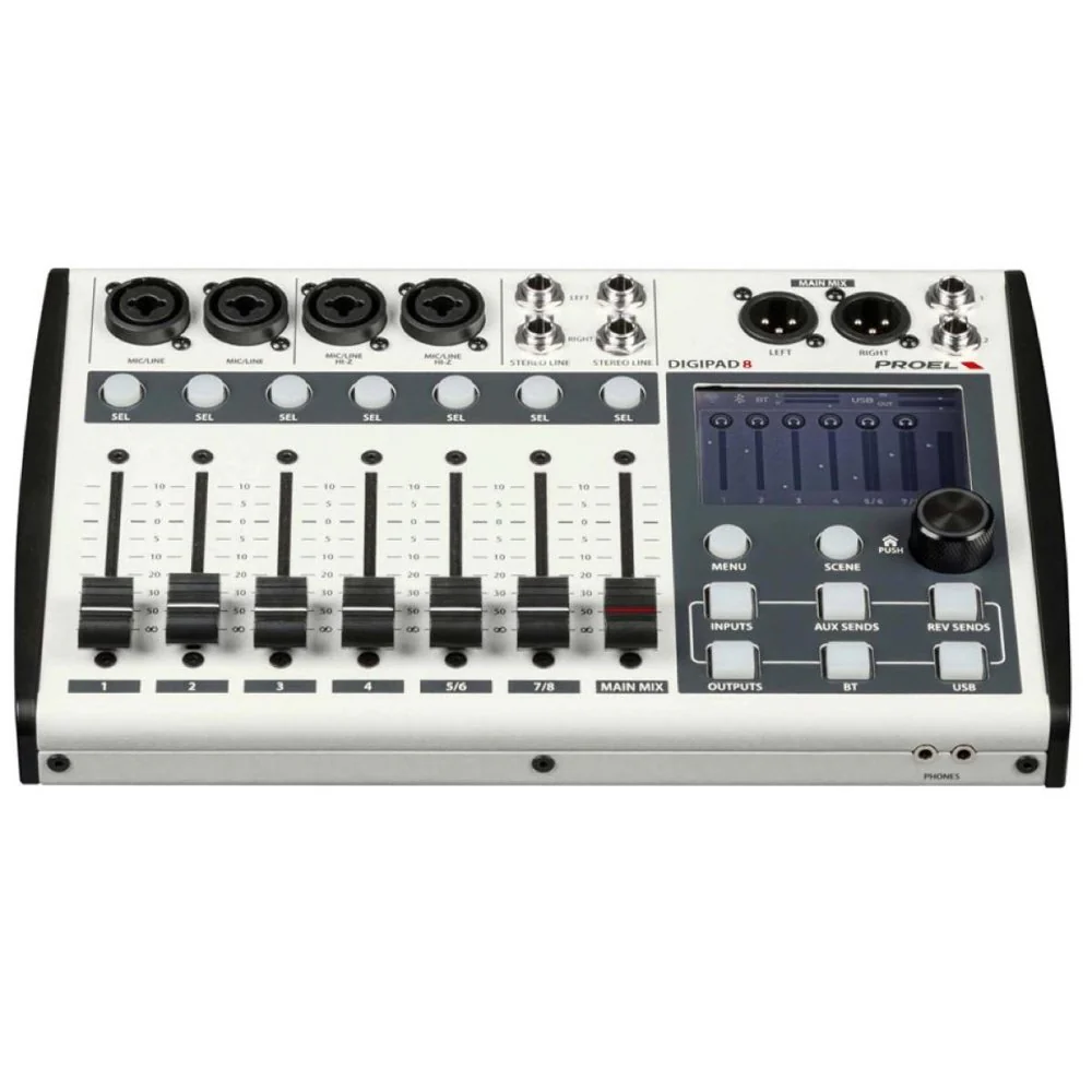 Proel DIGIPAD-8 Compact 8-Ch Digital Mixer w/ Motorized Faders, Touch Screen & Bluetooth - Image 3