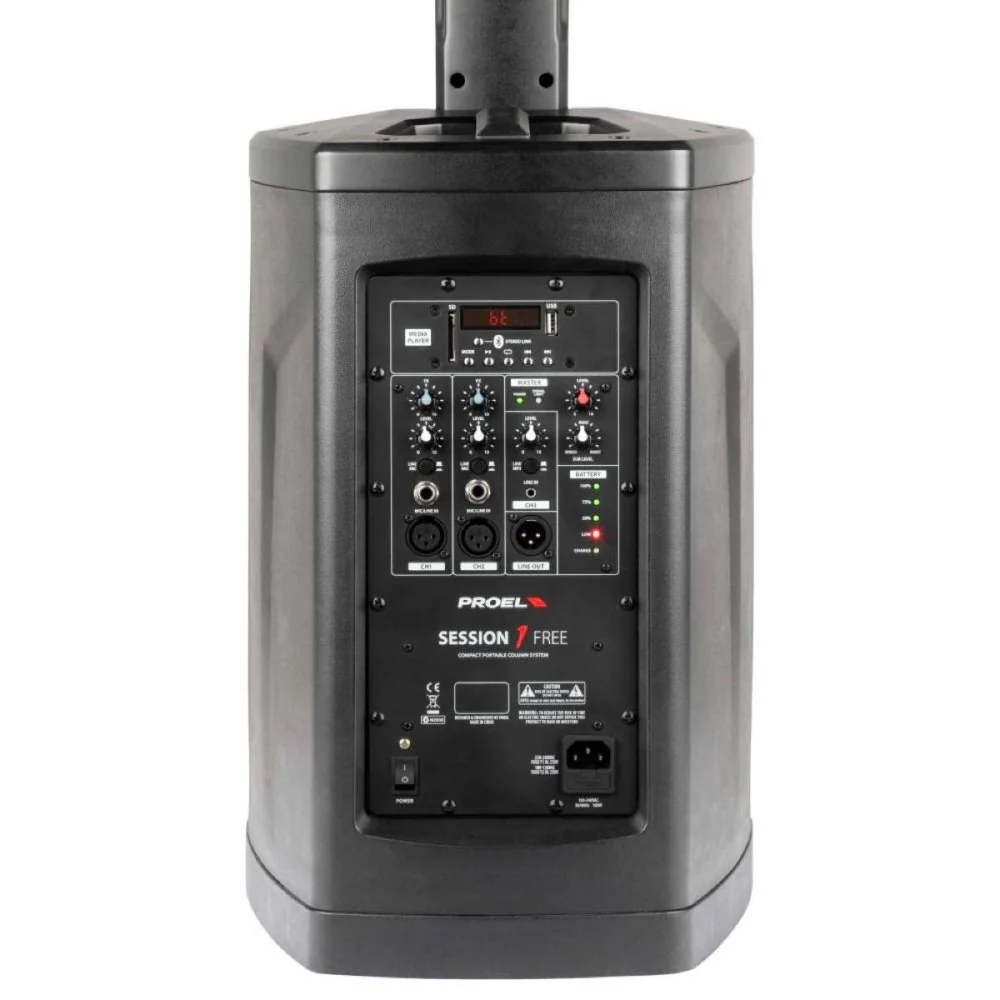 Proel SESSION 1 FREE Battery Powered Column Array Speaker System w/ Built-in Mixer & Bluetooth Audio - Image 2