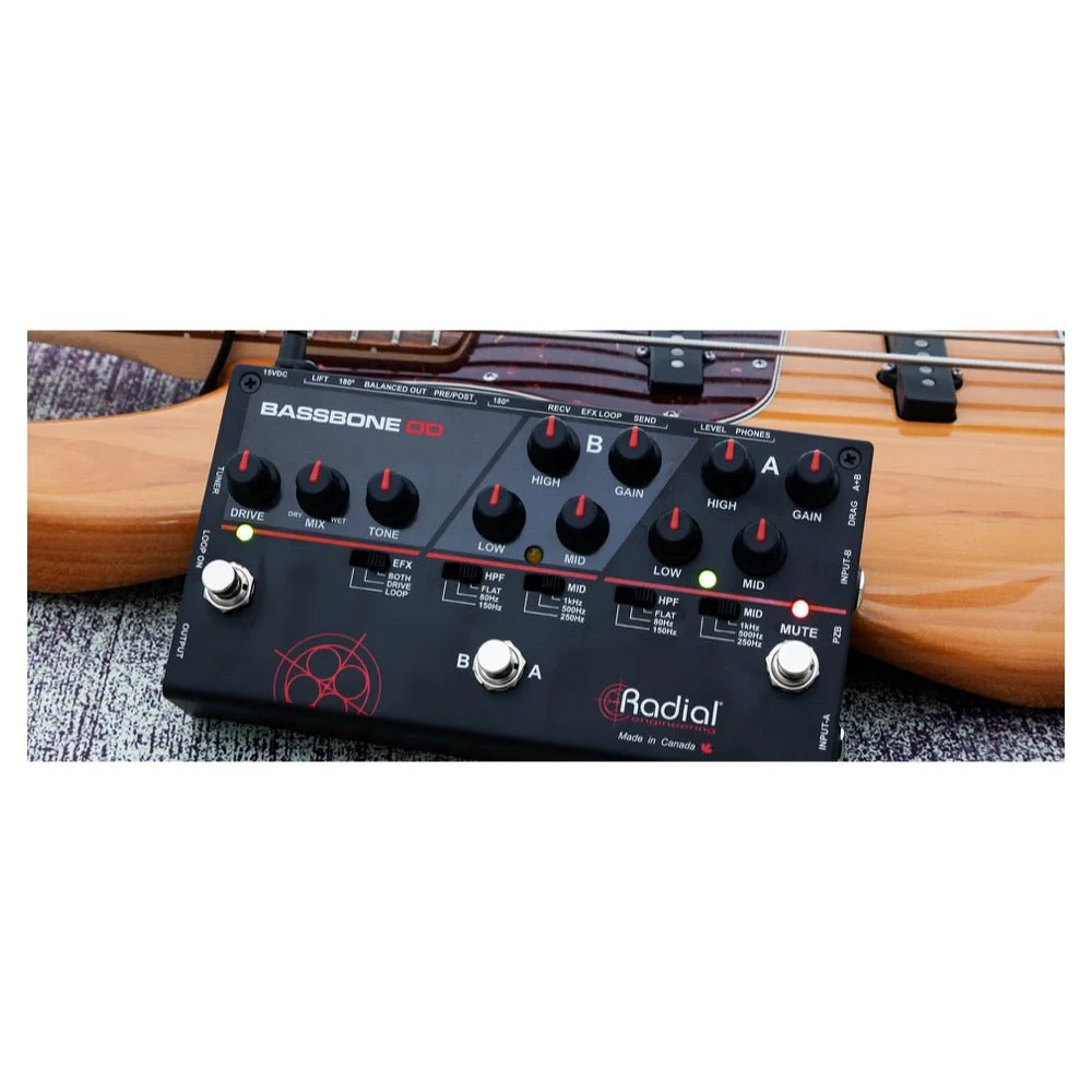 Radial Bassbone OD Bass Preamp, 2-Ch w/ Overdrive, FX loop, DI & Headphone Amp - Image 6