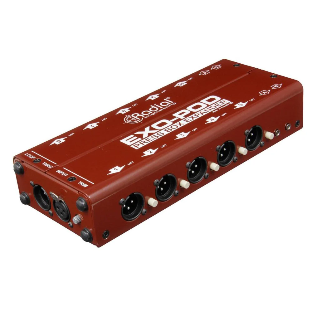 Radial EXO-POD 1-In, 14-Out Passive Line-Level Splitter w/ Trim Pots & XLR Through