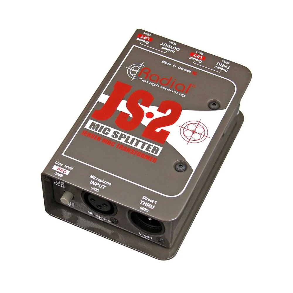 Radial JS2 Mic Splitter w/ 1-Input, 1-Direct Out & 1x Jensen Isolated Outputs