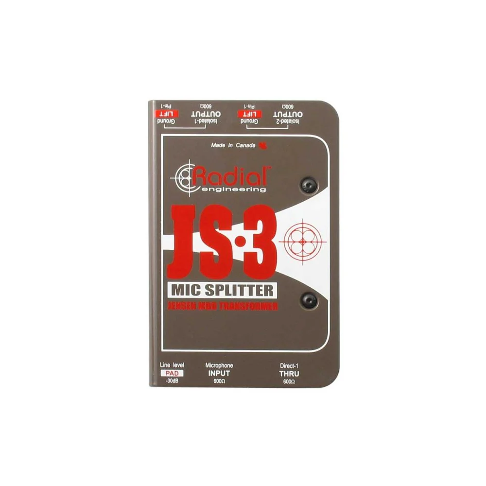 Radial JS3 Mic Splitter w/ 1-Input, 1-Direct Out & 2x Jensen Isolated Outputs - Image 2