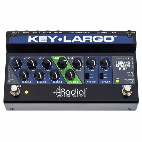 Radial Key Largo 4CH Keyboard Mixer w/ Balanced DI Outs - Image 3