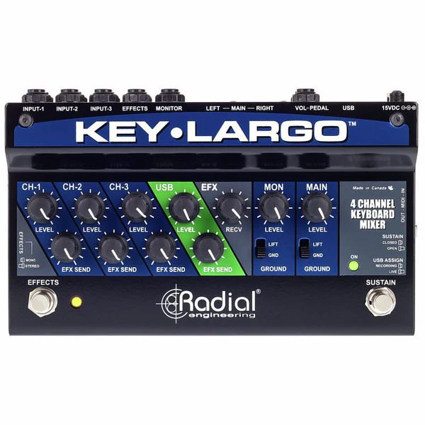 Radial Key Largo 4CH Keyboard Mixer w/ Balanced DI Outs - Image 8