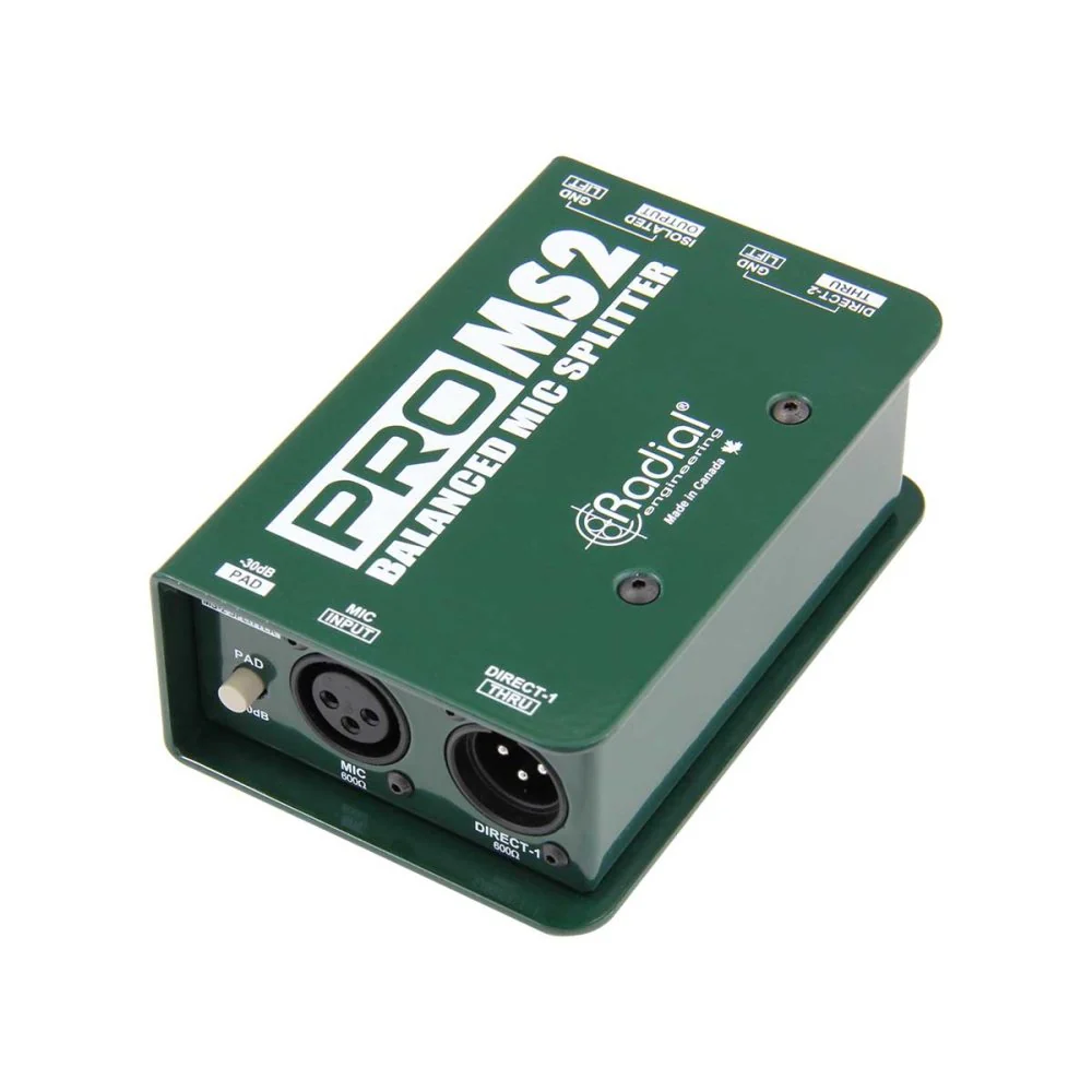 Radial ProMS2 Passive 2-Way Mic Splitter 1 Input & 2 Outputs w/ 1x Eclipse Isolated Output
