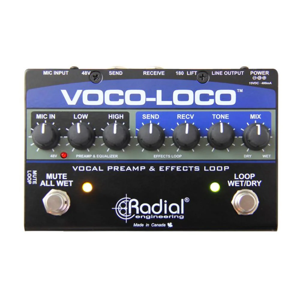 Radial VOCO LOCO Effects Switcher for Vocal or Instrument w/ 48V Phantom & Effects Loop