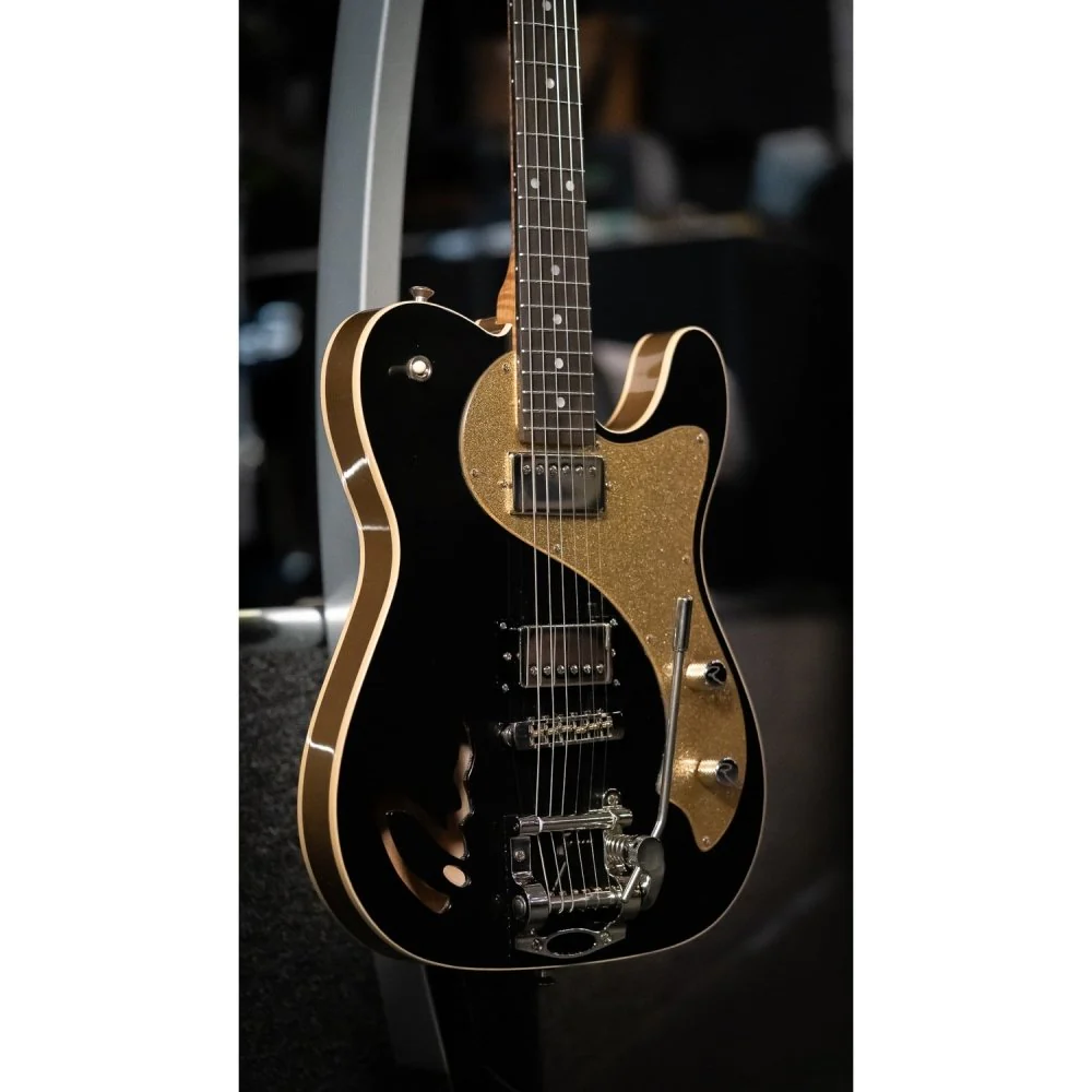 Ricardo Sanchez Guitars T-RS T-Style w/ R-Hole Roasted Maple Black & Gold - Image 2