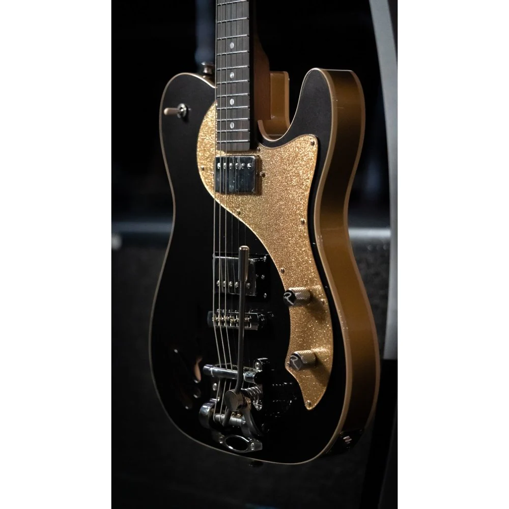 Ricardo Sanchez Guitars T-RS T-Style w/ R-Hole Roasted Maple Black & Gold - Image 3