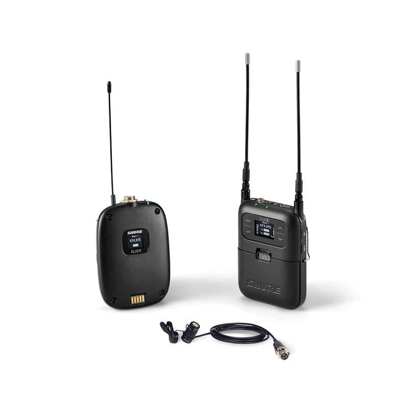 SHURE SLX-D SLXD15 w/ WL185 Lapel Mic SLXD1 Body Pack Transmitter & SLXD5 Bodypack Receiver UHF Wireless Set