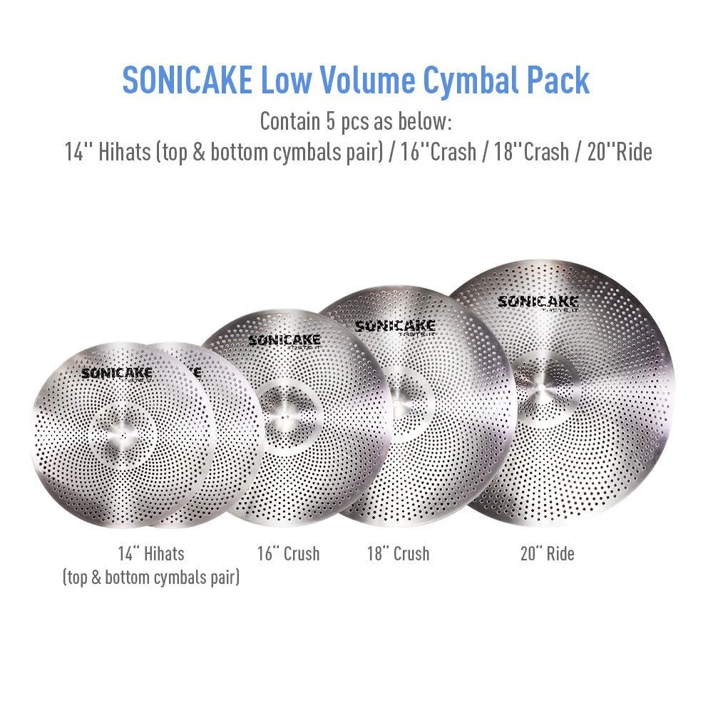 Sonicake - Low Volume Mute Cymbal set Silver (5 Pack) - Image 2