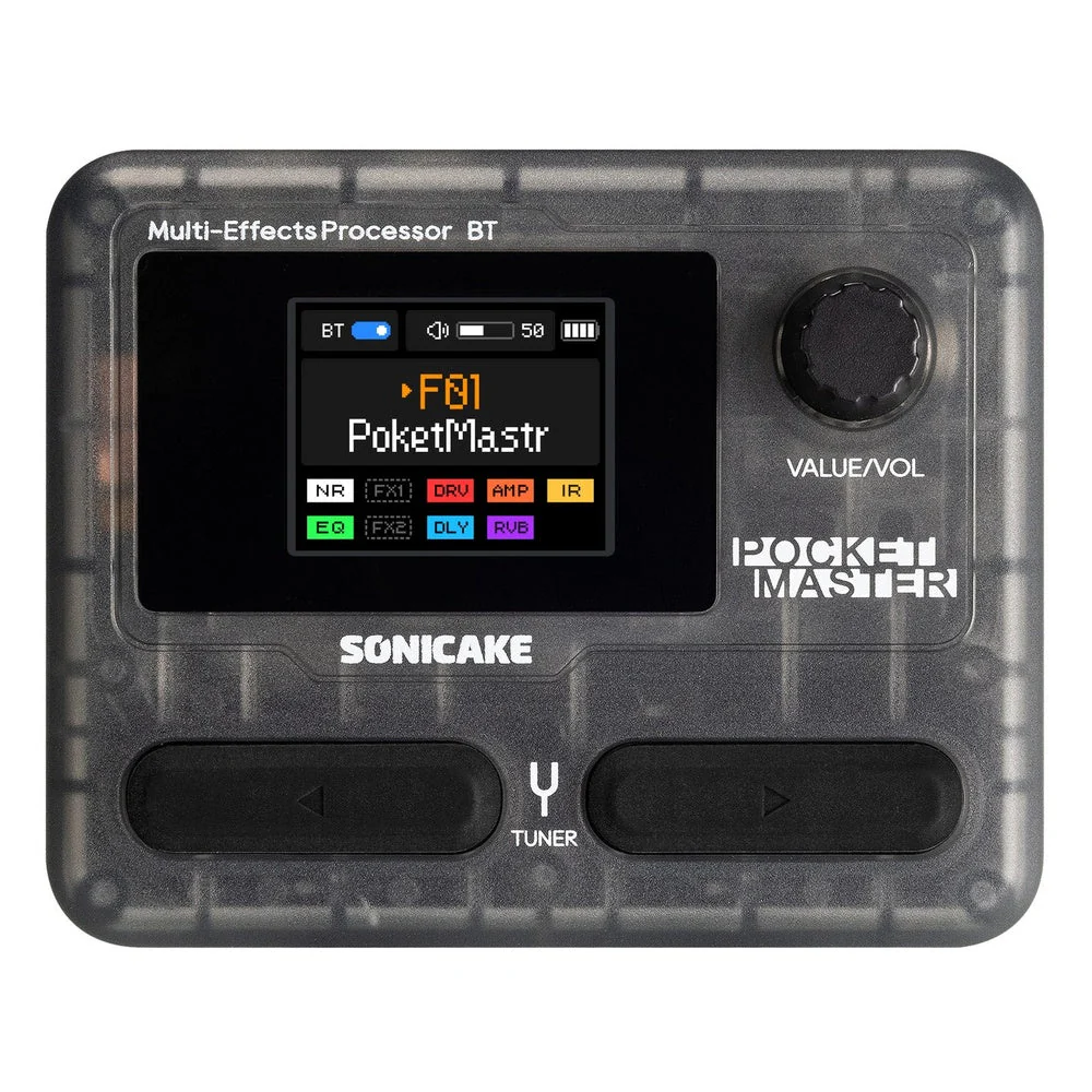 Sonicake Pocket Master Portable Mini Guitar Amp Modeller & Multi FX w/ Bluetooth & NAM - Trans Black