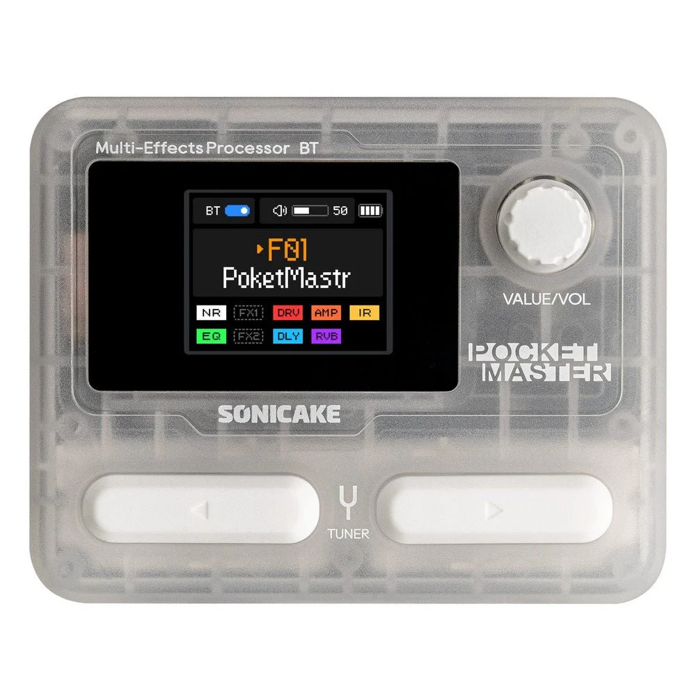 Sonicake Pocket Master Portable Mini Guitar Amp Modeller & Multi FX w/ Bluetooth & NAM - Trans White