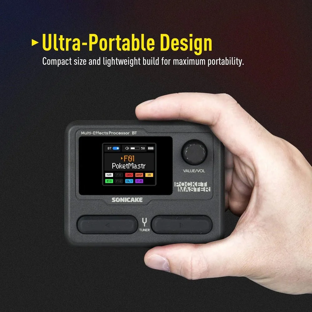 Sonicake Pocket Master Portable Mini Guitar Amp Modeller & Multi FX w/ Bluetooth & NAM - Trans White - Image 3