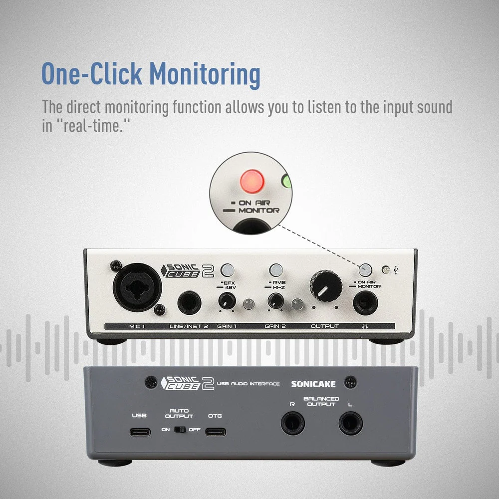Sonicake - Sonic Cube II - USB-C Audio Interface for Guitarists w Live Stream & Loopback - Image 4