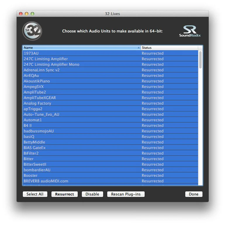 Sound Radix 32 Lives Ver2 32bit to 64bit VST/AU Plugins Adapter - Image 3