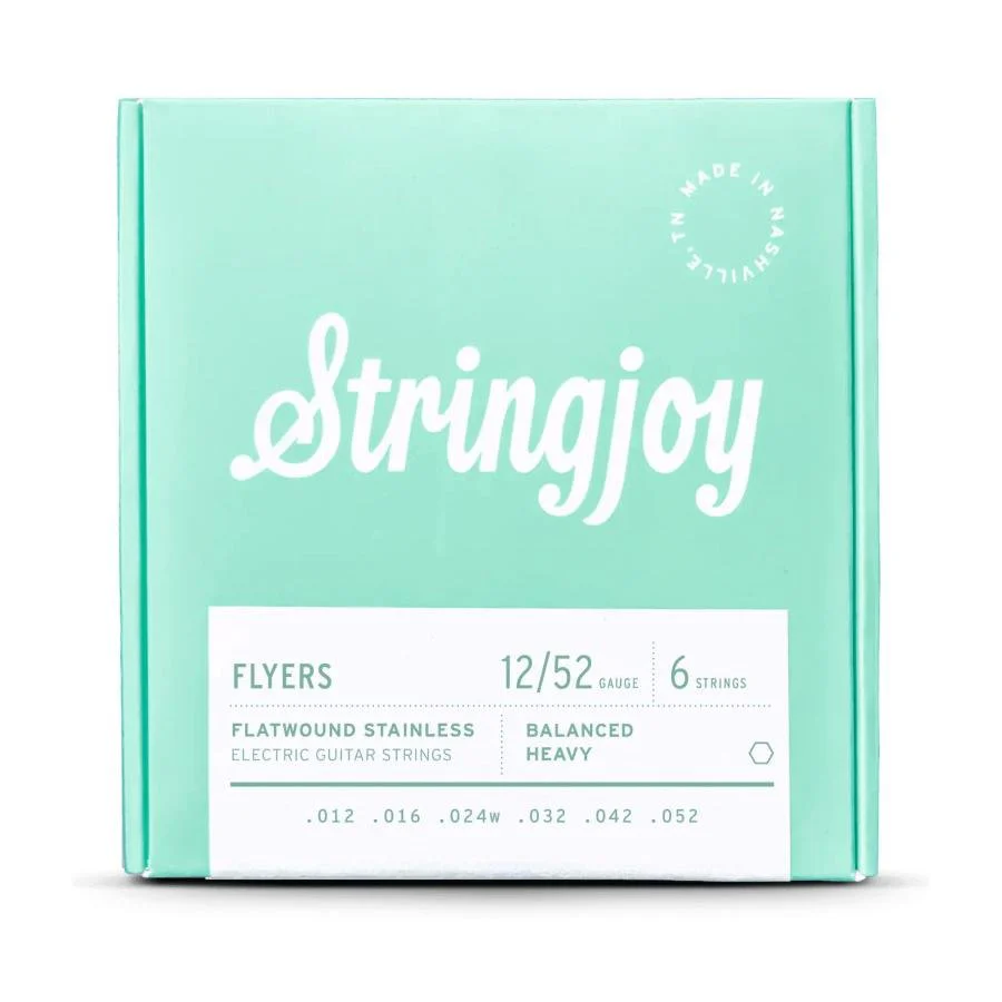 Stringjoy Flyers Flatwound Stainless Strings Balanced Heavy (12-52) Electric Guitars