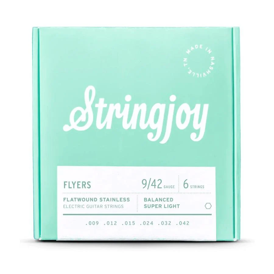 Stringjoy Flyers Flatwound Stainless Strings Balanced Super Light (9-42) Electric Guitars