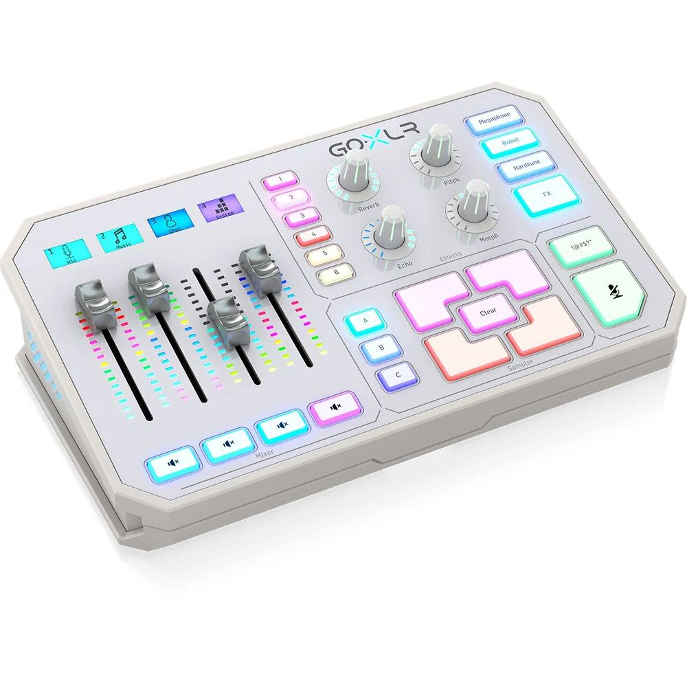 TC Helicon GO XLR 4-Channel Broadcast Mixer w/ Motorised Faders & FX White - Image 3