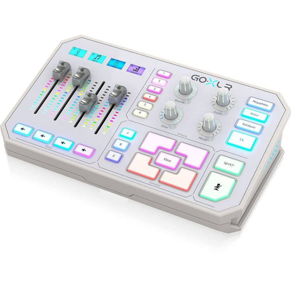 TC Helicon GO XLR 4-Channel Broadcast Mixer w/ Motorised Faders & FX White - Image 4
