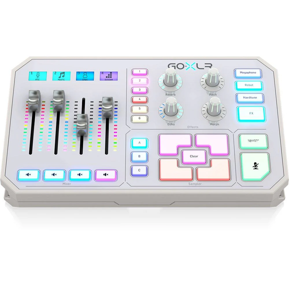 TC Helicon GO XLR 4-Channel Broadcast Mixer w/ Motorised Faders & FX White - Image 5