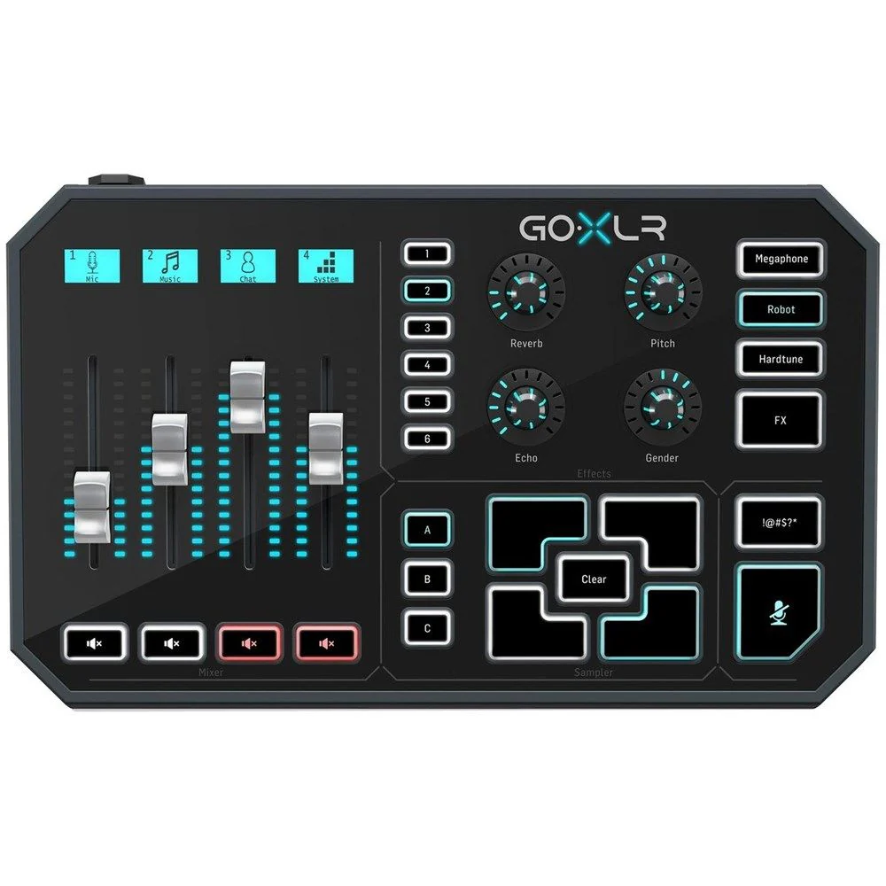 TC Helicon GO XLR 4-Channel Broadcast Mixer w/ Motorised Faders & FX Black