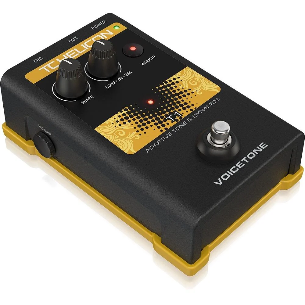 TC Helicon VoiceTone T1 Studio Mastered Adaptive Vocal Tone & Dynamics Pedal Vocal Effects - Image 3