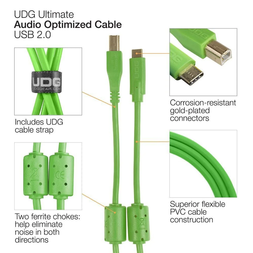 UDG Ultimate Audio Cable USB 2.0 C-B (Green) Straight 1.5m - Image 4